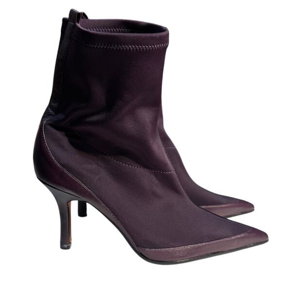 Charles David Pointed Toe Stretch Sock Boots Plum Purple (8.5) New Without Box - Picture 2 of 6